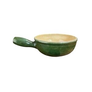 Vintage Landert #20 Fondue Pot Serveware Green Glazed Swiss Stoneware